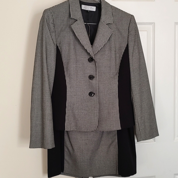 Tahari skirt suit herringbone black and white - Picture 1 of 3